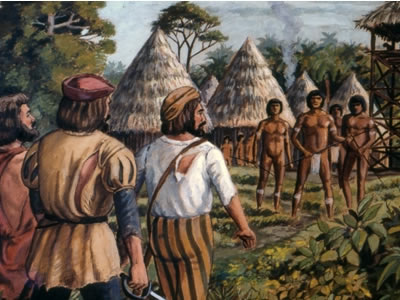 Francico de Roldan con aborigenes en la rebelion